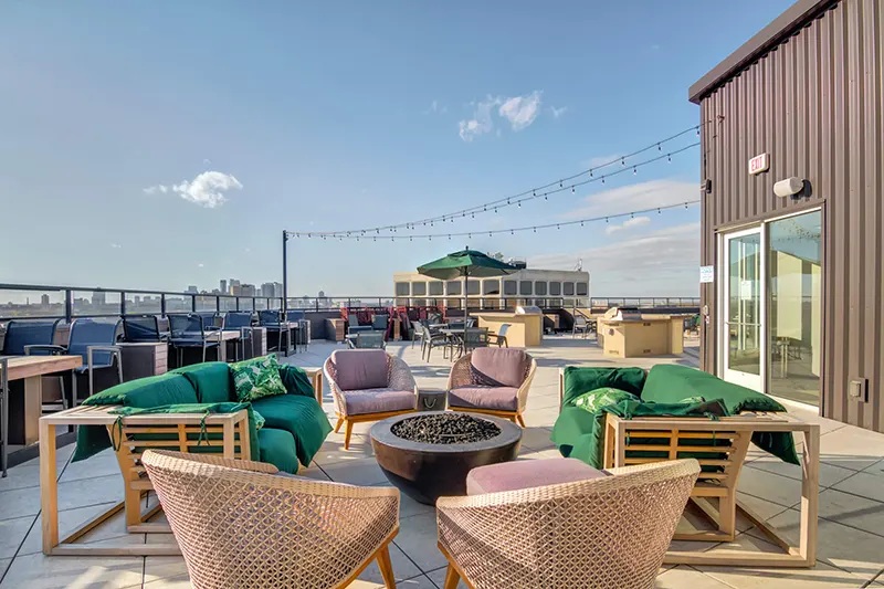 Rooftop Lounge overlooking Downtown Minneapolis and University of Minnesota, Twin Cities