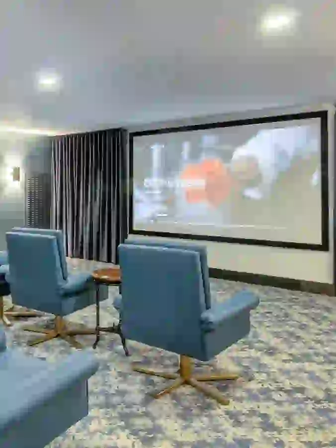 Large screen projection movie theater space at The Link Minneapolis