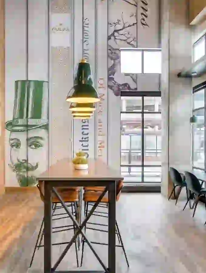Counter-height dining table at The Link Minneapolis
