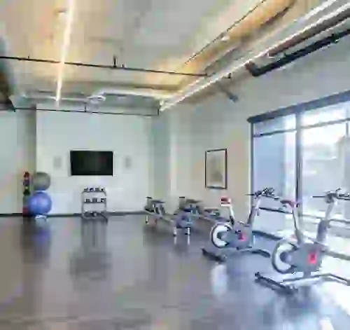 Yoga room with spin and stretching equipmeent
