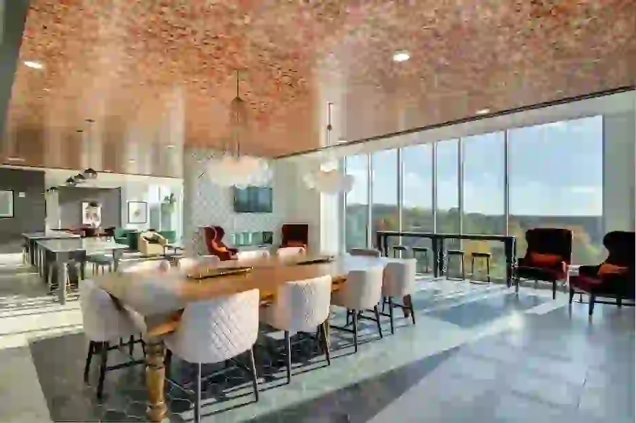 Dining table in the Rooftop Lounge with excellent views