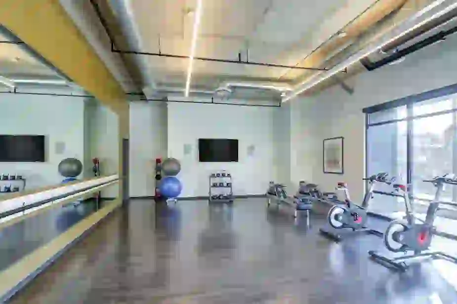 Yoga studio with city view