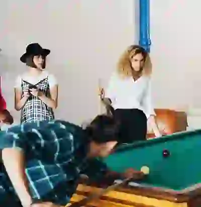 Students playing pool in the Game Room