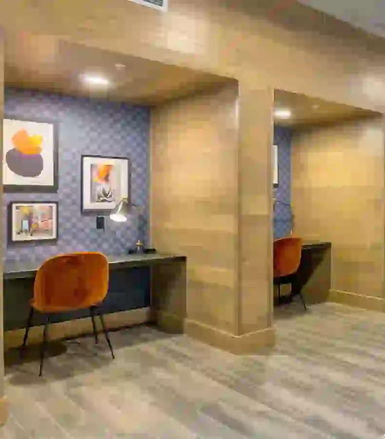 Business center with individual desk nooks